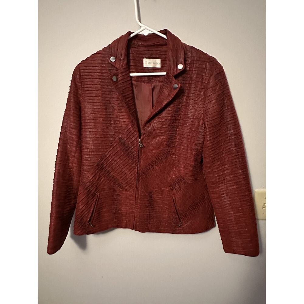Womens Erin London Red And Black Zippered Jacket Size M